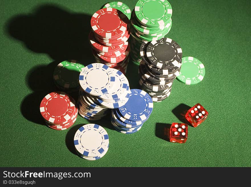 Close-up of a pile of poker chips