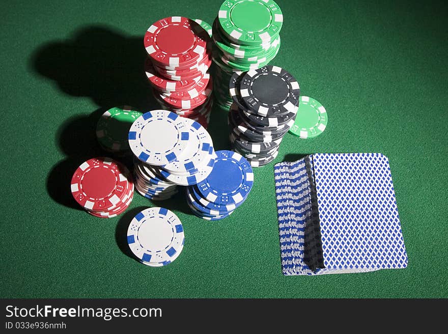 Close-up of a pile of poker chips