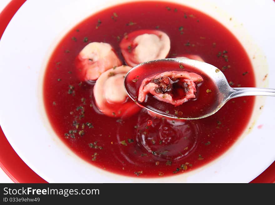 Borscht with dumplings