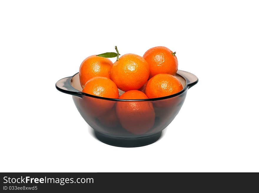 Tangerine bowl on a white background