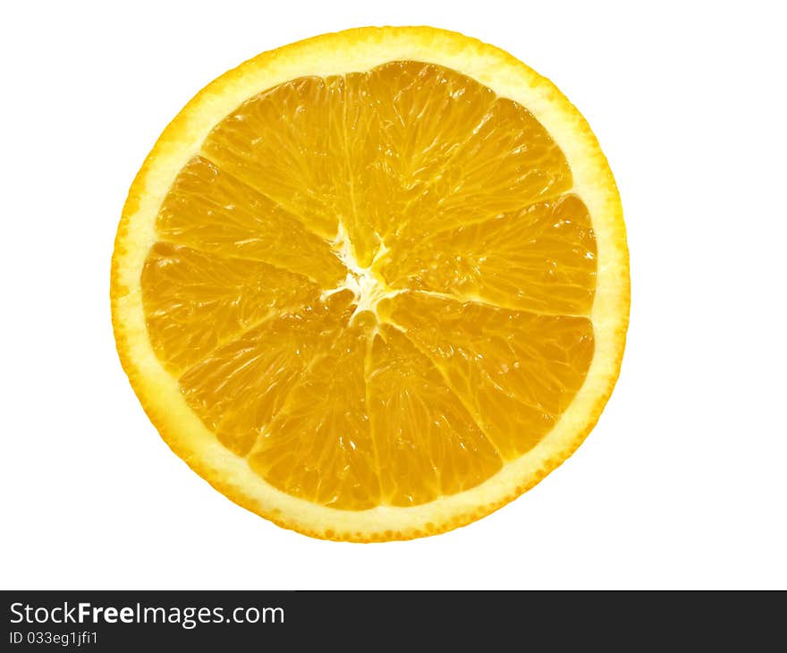 Half of orange fruit isolated over white background