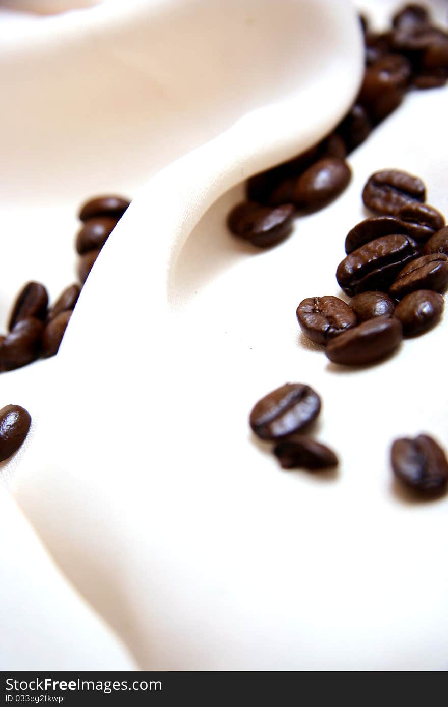 Coffee beans isolated on white background.