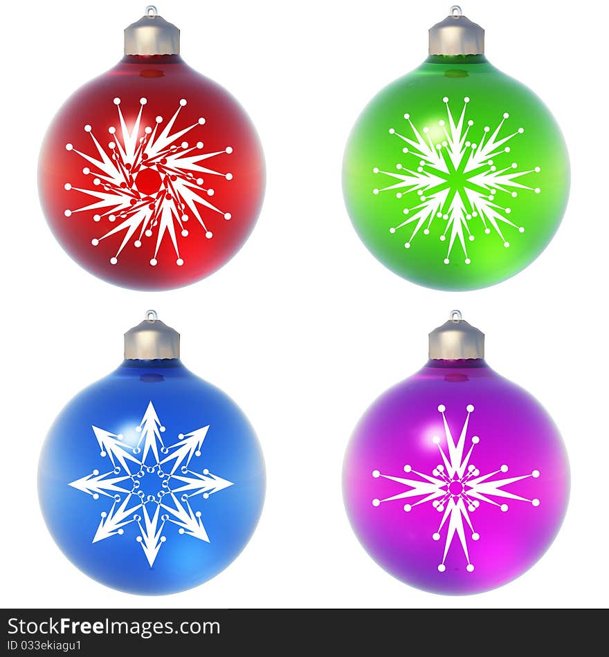 High resolution Christmas ornament with a snow flake isolated on white background