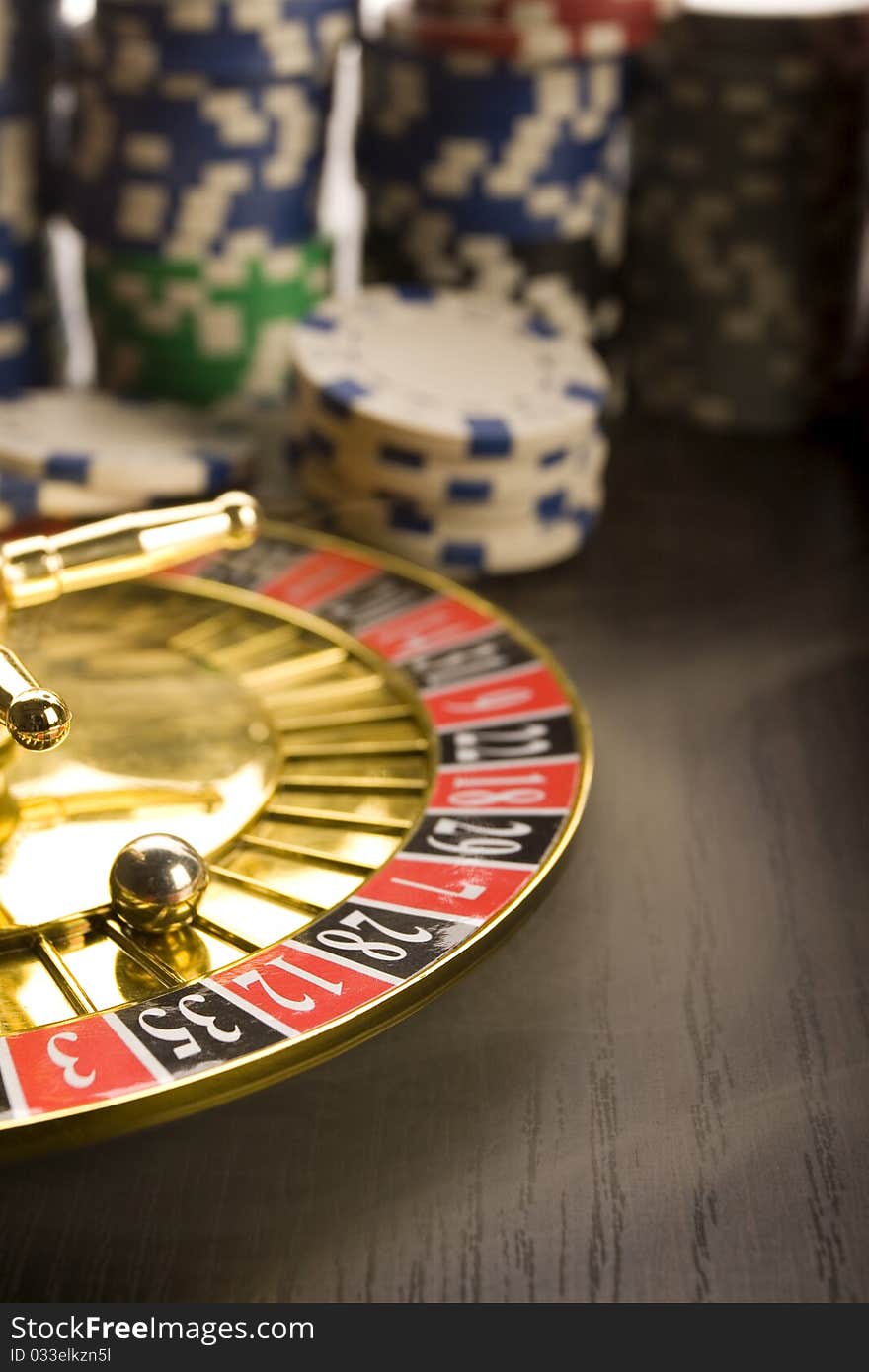 Close-up of Roulette on green background