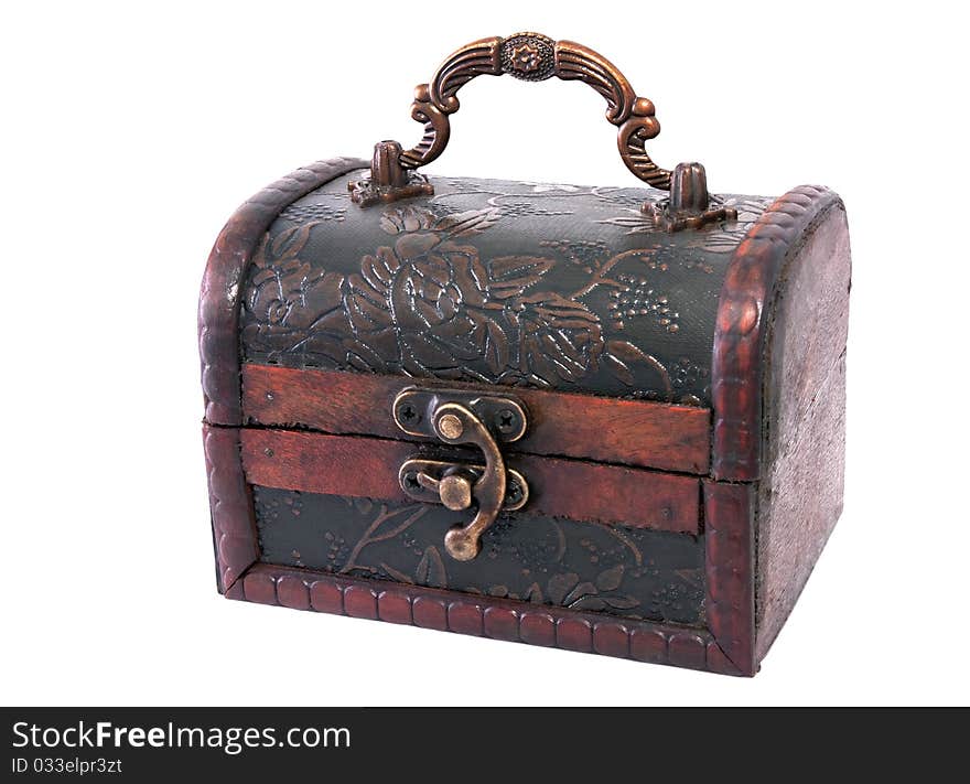 Old treasure chest closed isolated