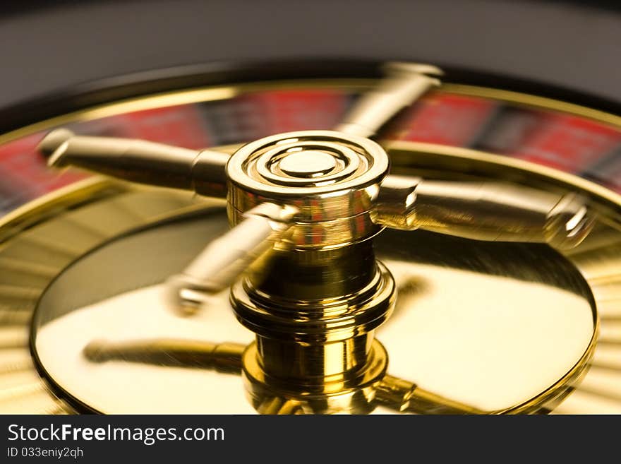 Close-up of Roulette on green background. Close-up of Roulette on green background