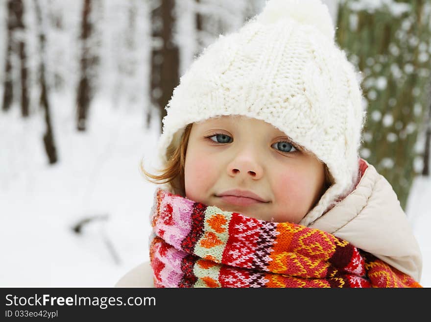 Winter girl portrait, picture was taken during a walk in the park