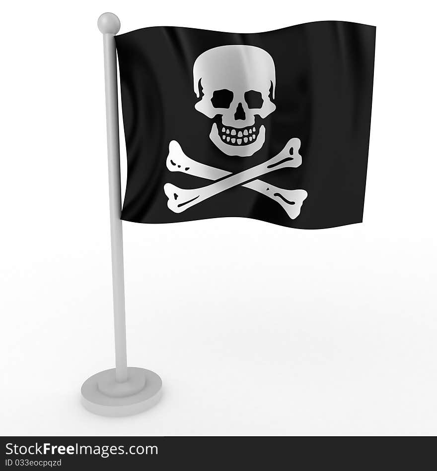 Illustration of a flag of pirate on a white background