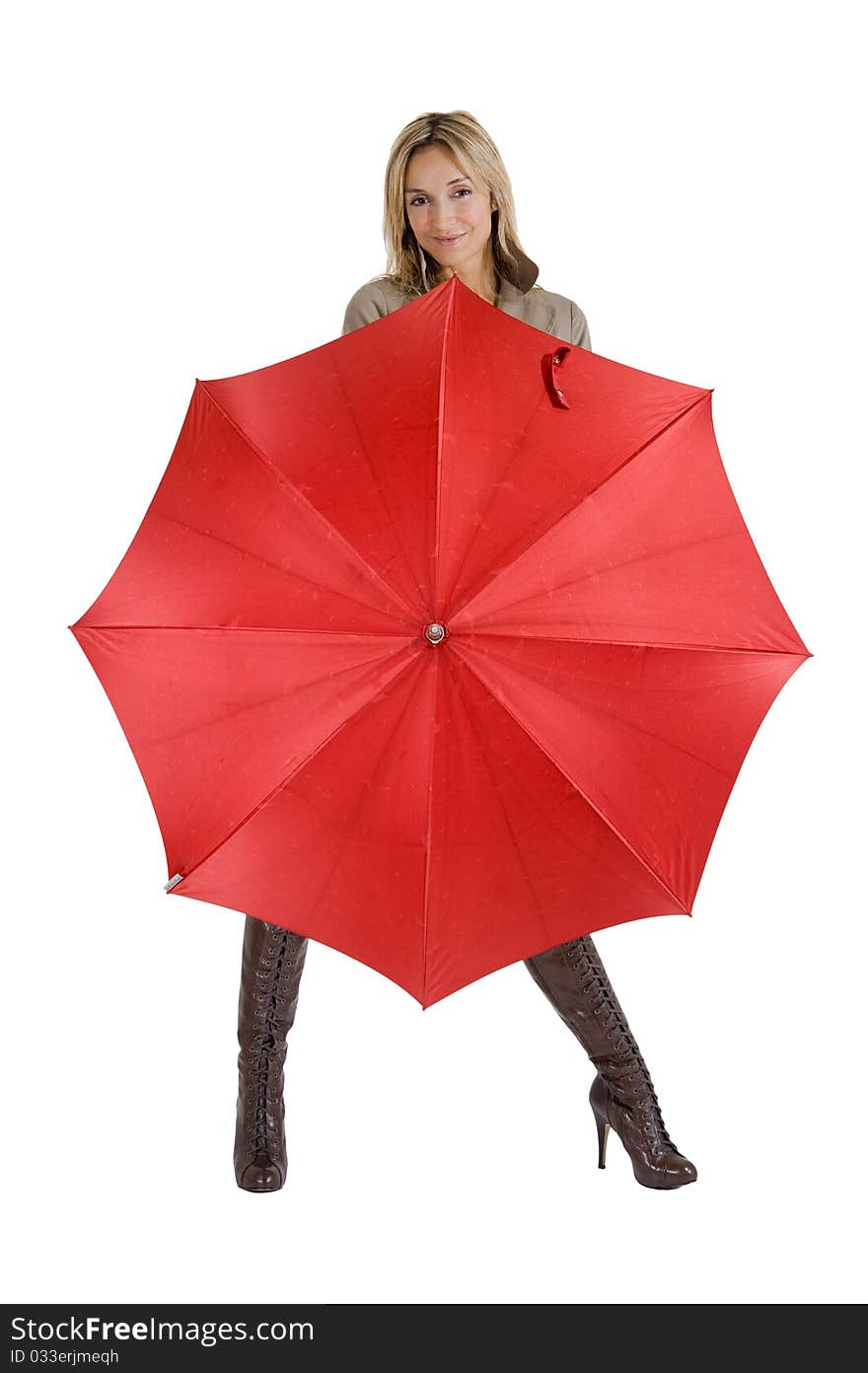 Happy smiling woman with her raincoat and umbrella. Happy smiling woman with her raincoat and umbrella