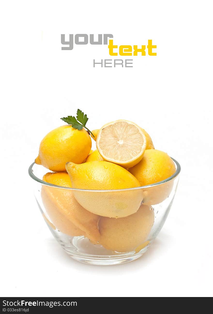 Fresh lemons  on white background