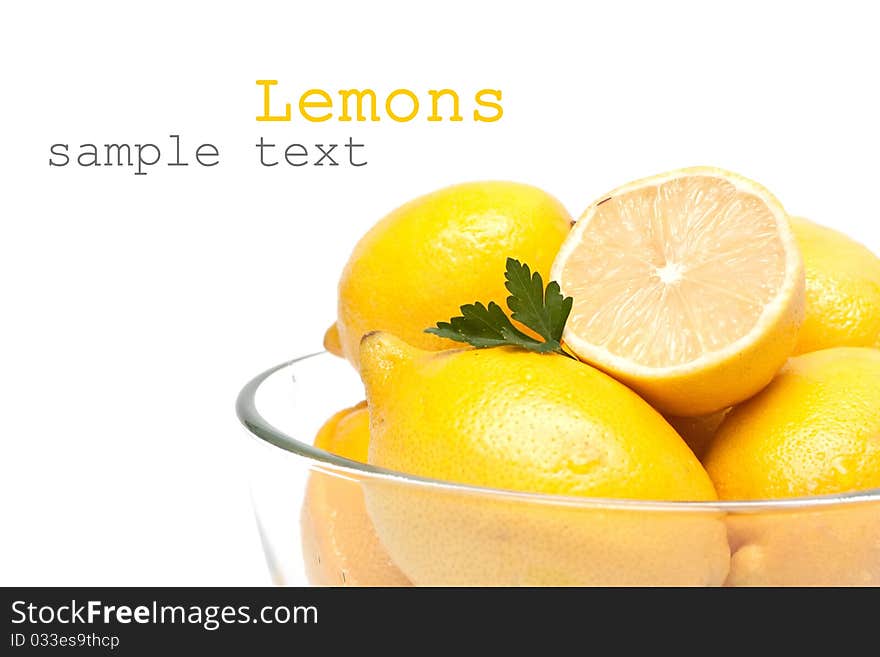 Fresh lemons  on white background