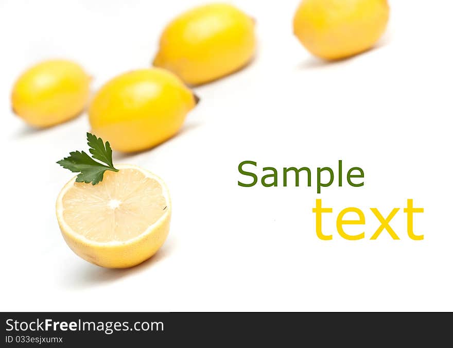 Fresh lemons on white background