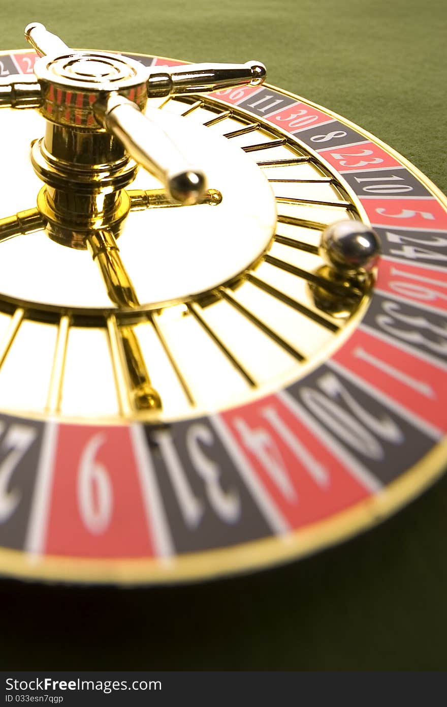 Close-up of Roulette on green background