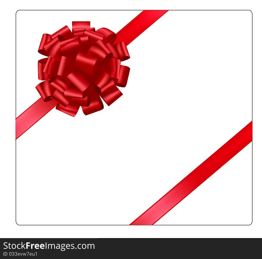 Red beautiful bow. Vector illustration.