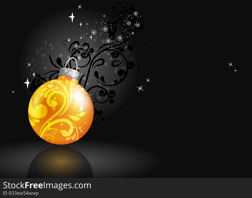 Christmas background with gold ball