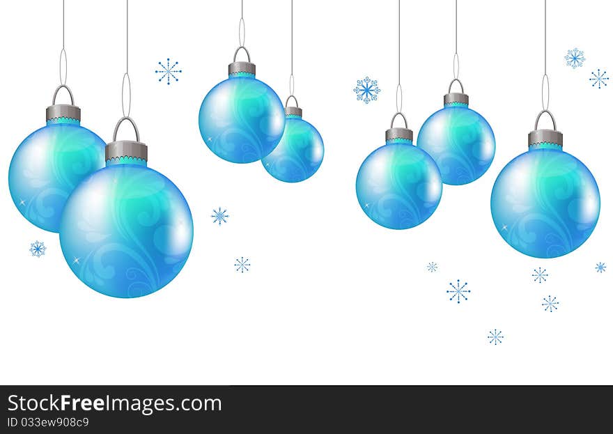 Christmas Background With Blue Balls