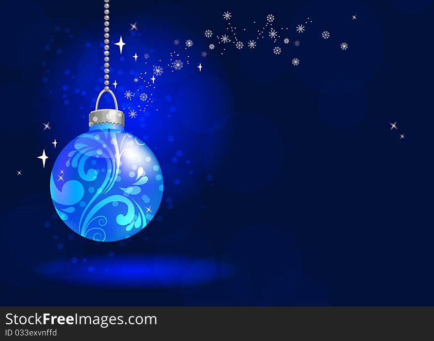 Christmas background with blue ball