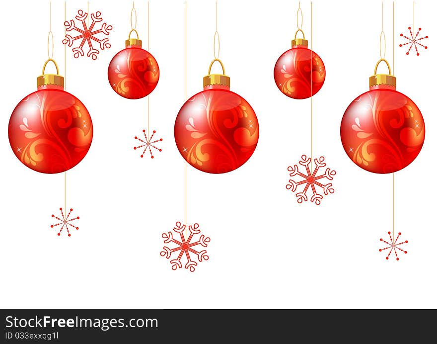 Red glass christmas ball hang on white background. Red glass christmas ball hang on white background