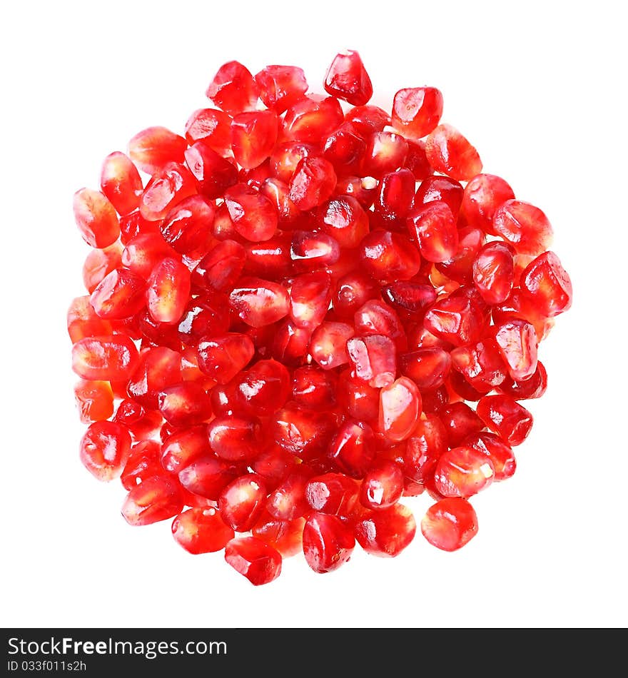 Fruit garnet isolated over white background, macro shot