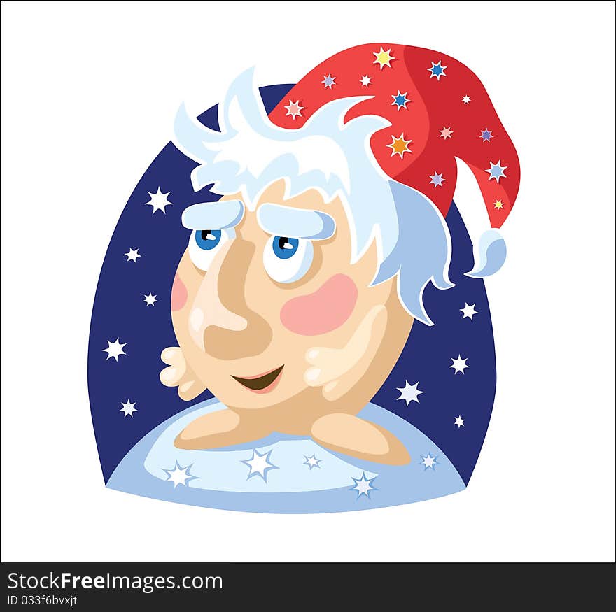 Winter has set in. It's snowing. Christmas gnome is standing in the snow and smile. Winter has set in. It's snowing. Christmas gnome is standing in the snow and smile.