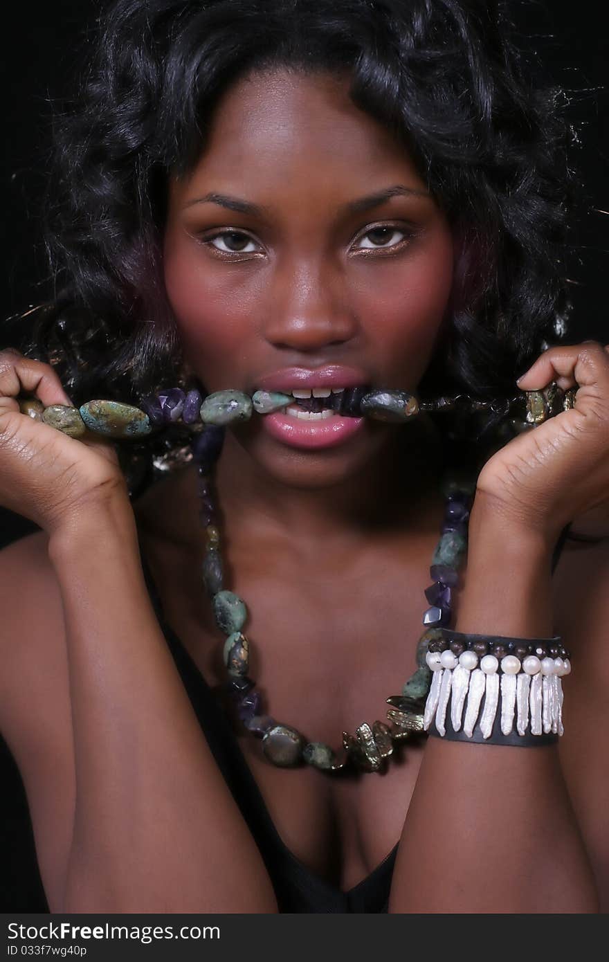 A African American woman with jewelry. A African American woman with jewelry