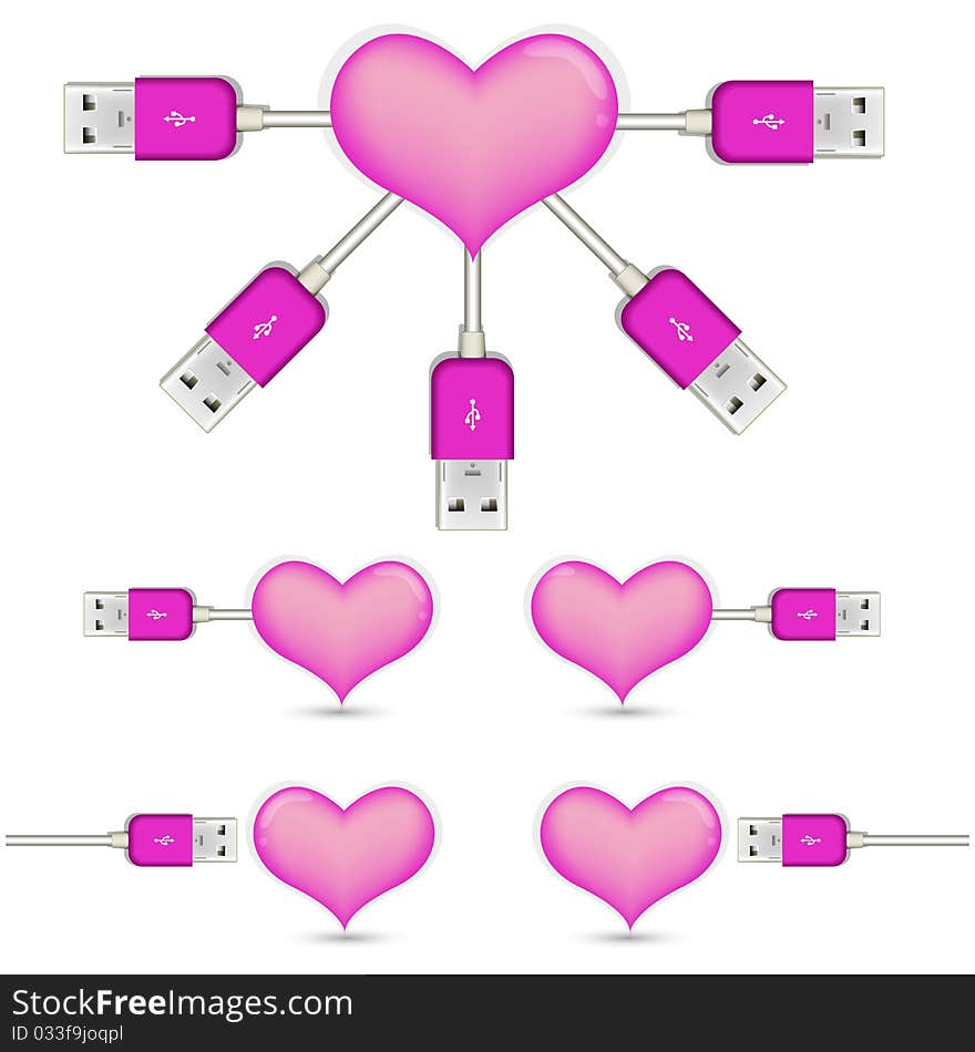 Pink heart with usb plug