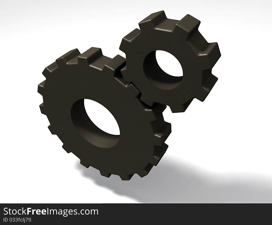 3D Render of 2 Cogwheels.