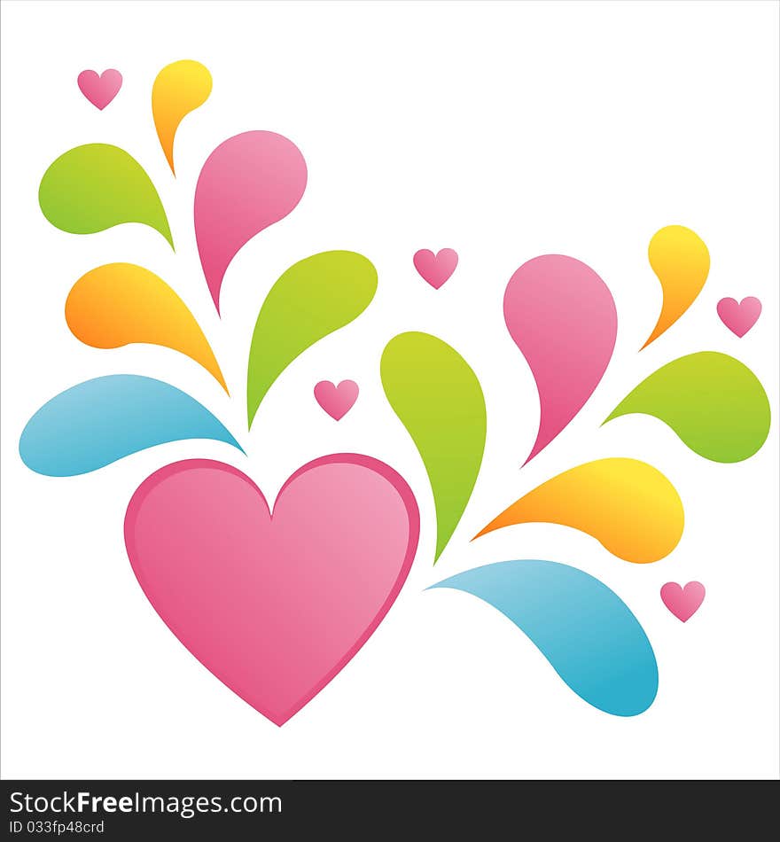 Glossy heart with colorful splash