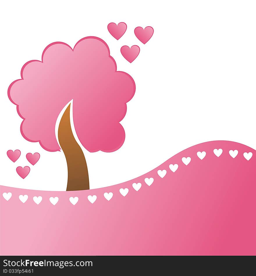 Pink st. valentine's day tree with hearts