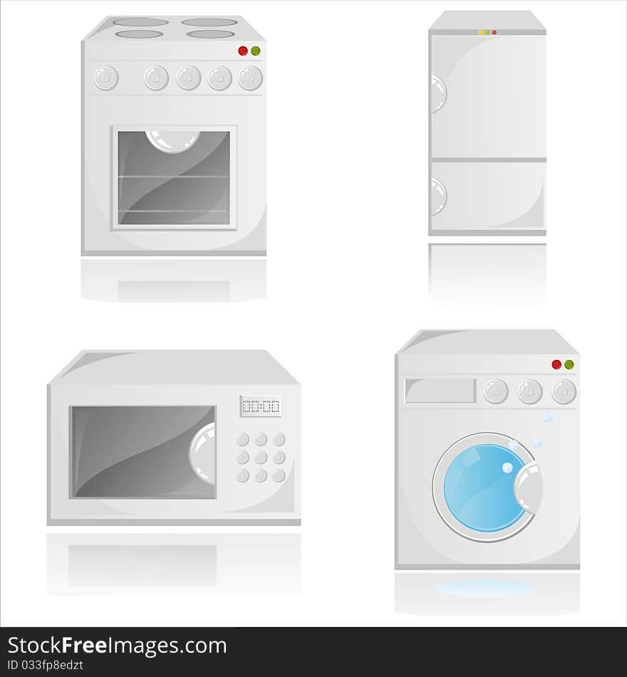 Set of 4 housework electronics icons