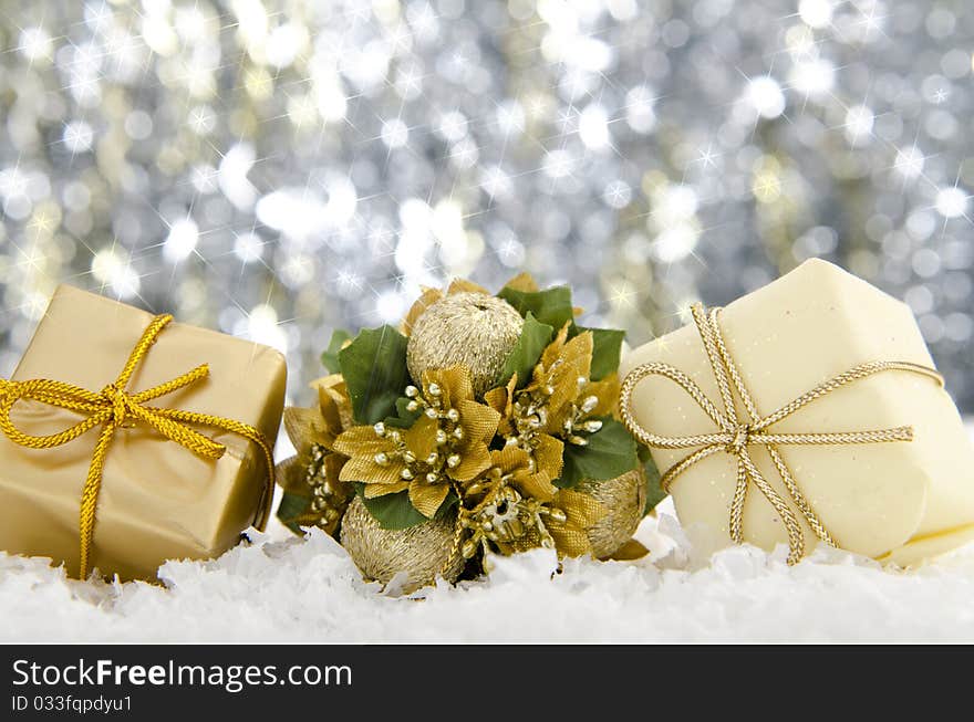 Christmas decoration against a glittering background