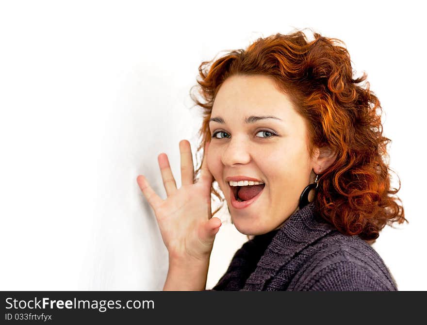 portrait of a young girl in a white wall