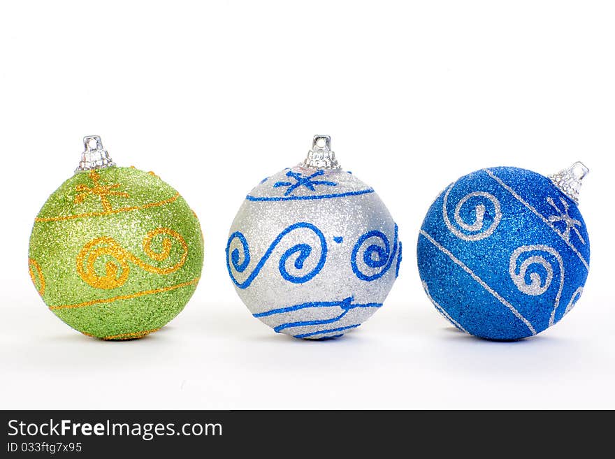 Three christmas ball, isolated