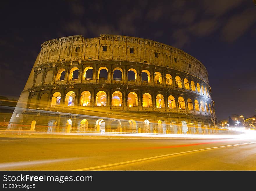 The Collosseum in Rome, by night. The Collosseum in Rome, by night.