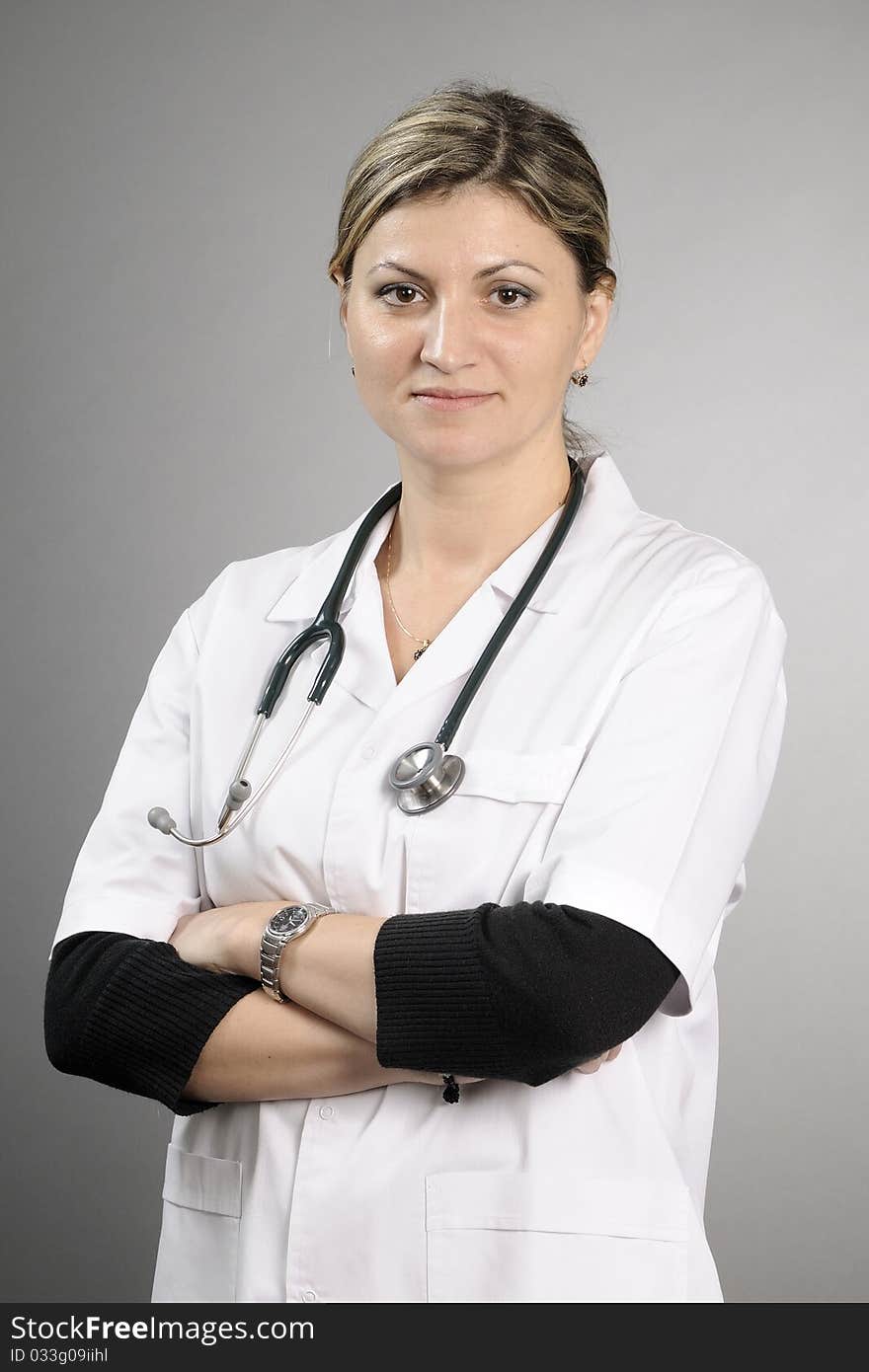 Young doctor posing in studio. Young doctor posing in studio