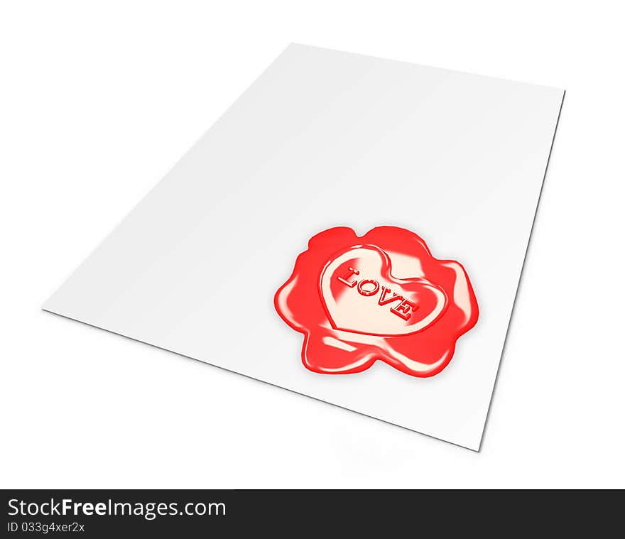 3d letterhead with a romantic red stamp