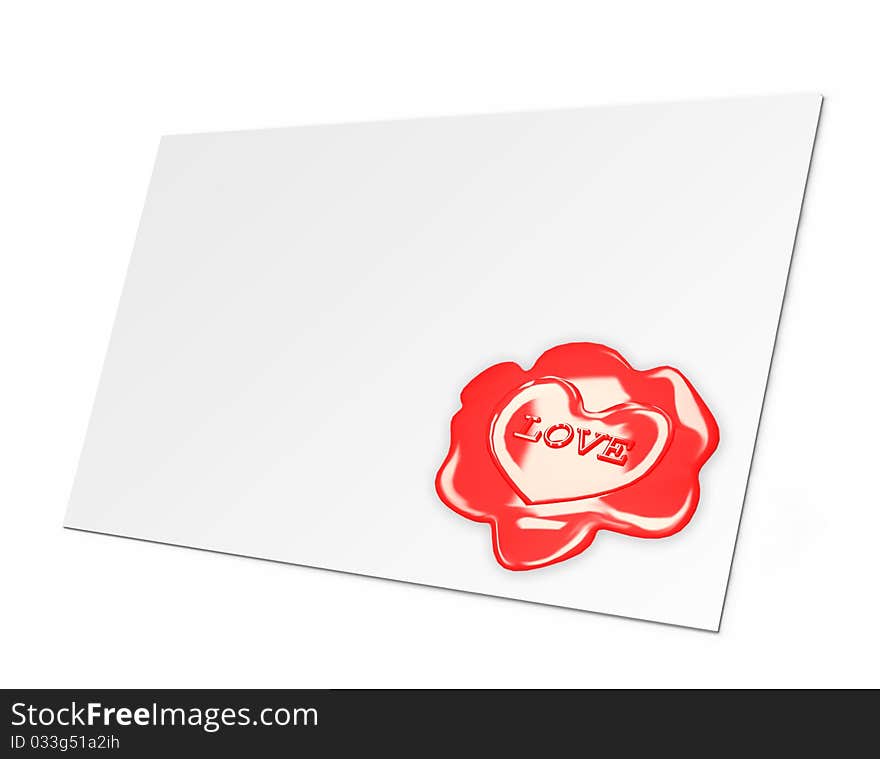 3d letterhead with a romantic red stamp