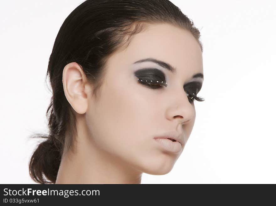 Young Beautiful Woman With Bright Eye Make Up