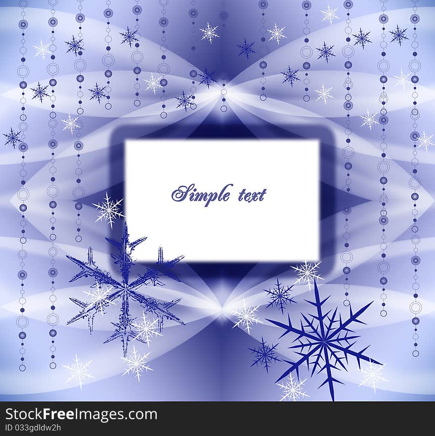 Holiday card with motive blue snow background