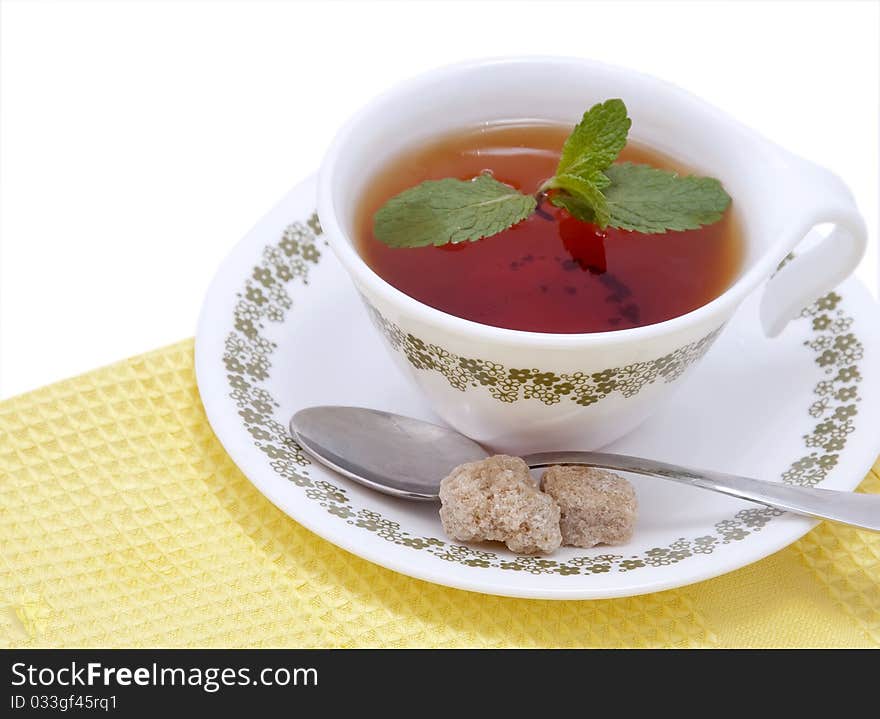 Black Tea with mint and brown sugar