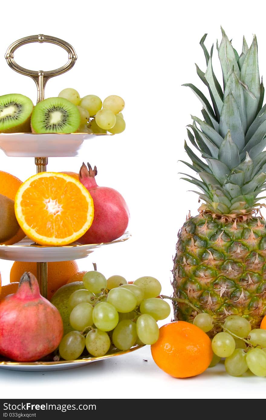 Fresh fruits isolated on a white background