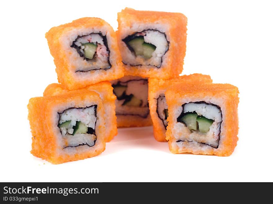 Traditional japanese rolls isolated on a white background