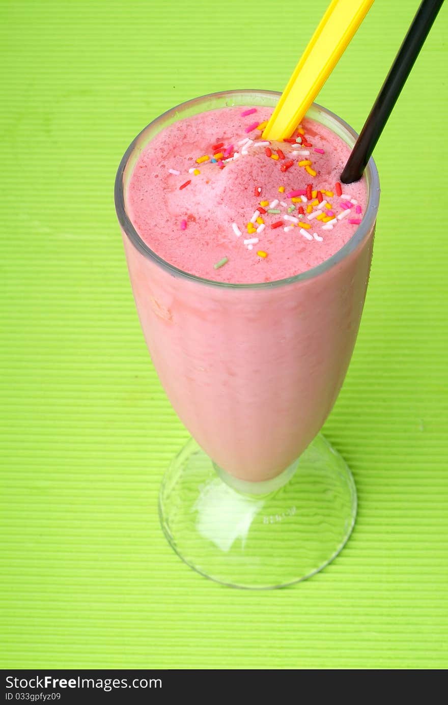 Strawberry milk shake with strawberry