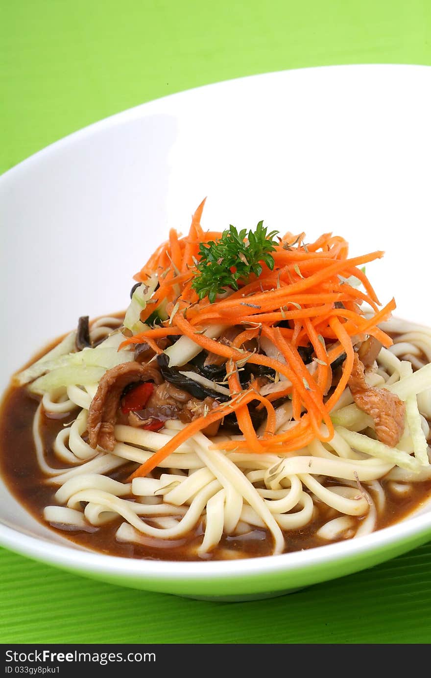 Chinese vegetarian soup with noodle