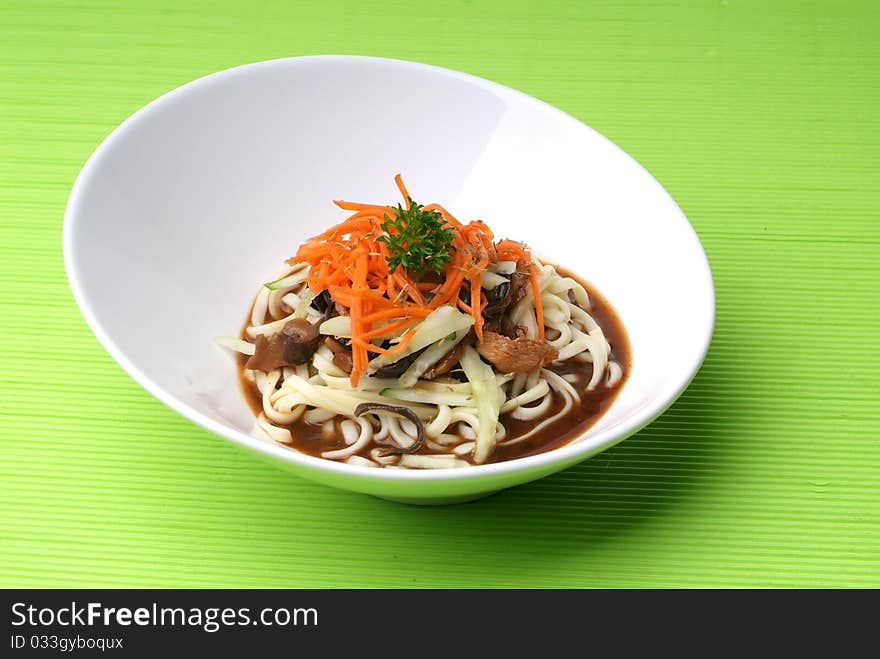 Chinese vegetarian soup with noodle