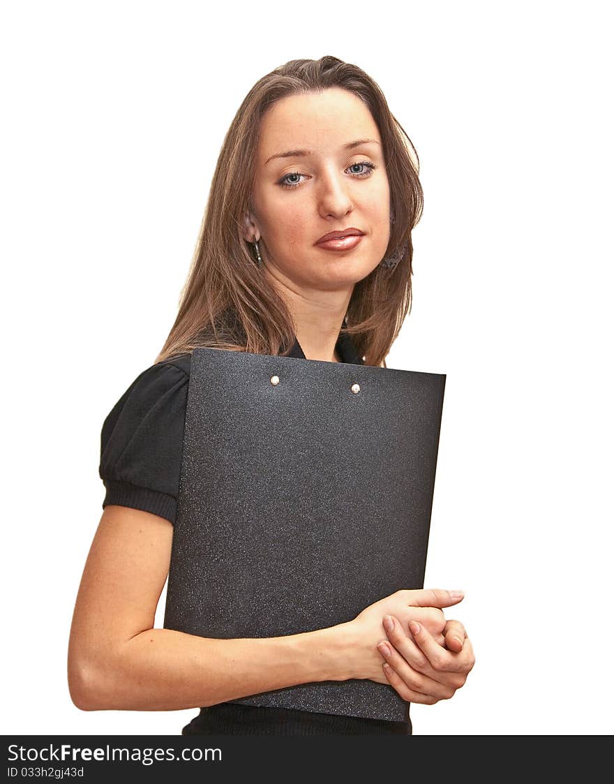 Beautiful Woman Holding A Folder