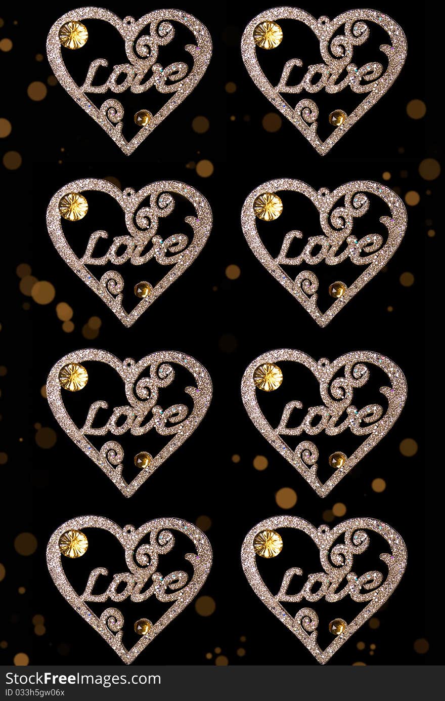 Macro shot of a love heart decoration with a black background. Macro shot of a love heart decoration with a black background