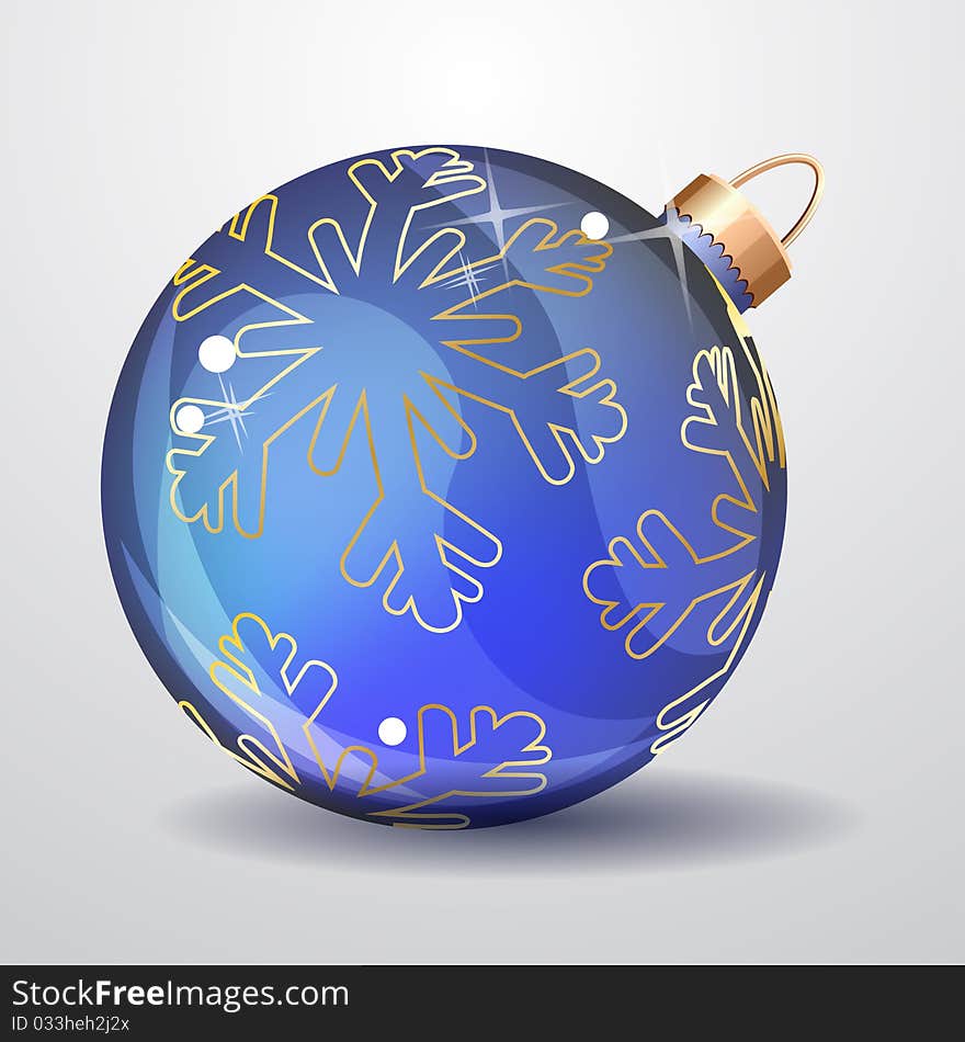 Blue glass Christmas ball isolated on white