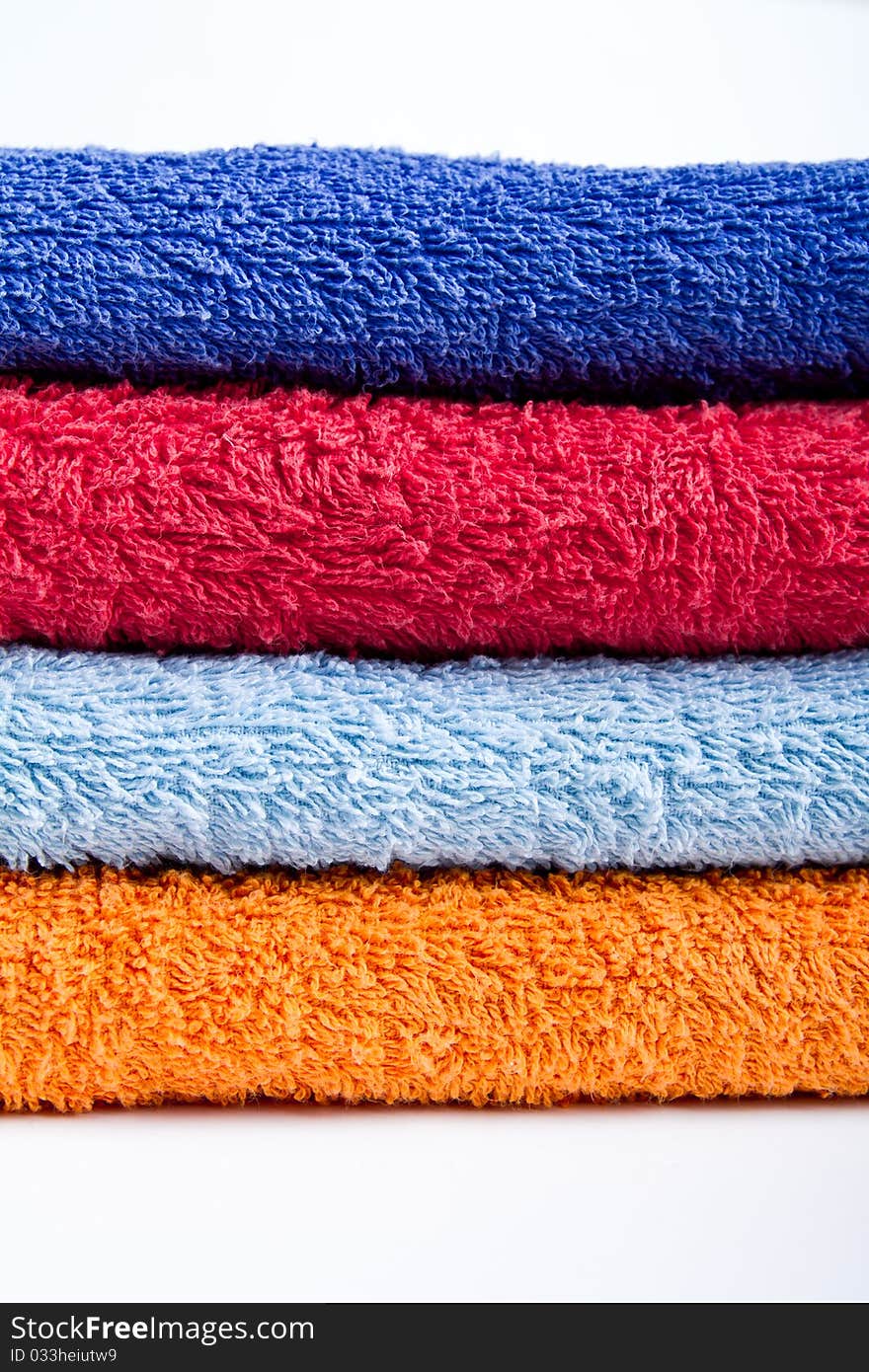 Colorful towels o white background