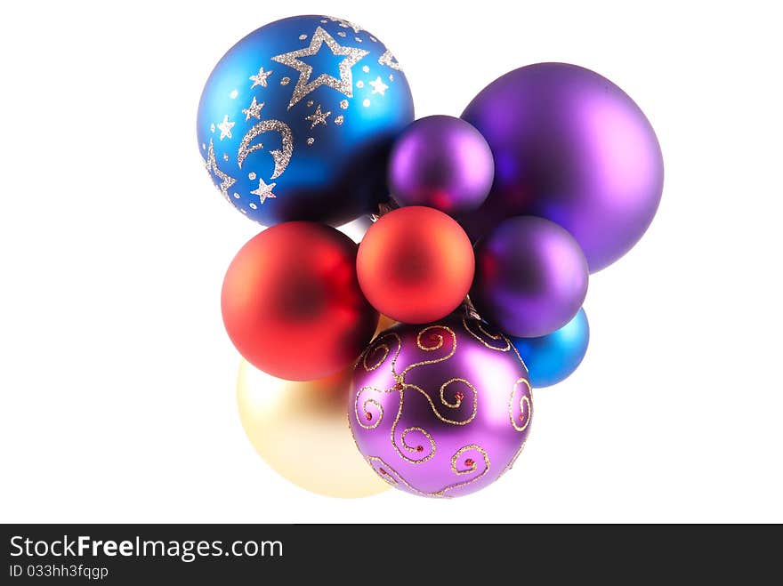 Multi-colored Christmas balls isolated on a white background